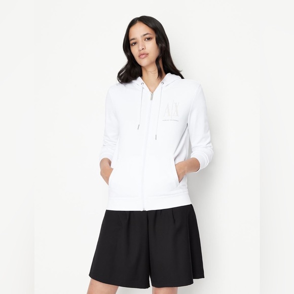 Armani Exchange ICON LOGO ZIP UP HOODED SWEATSHIRT - Picture 8 of 10